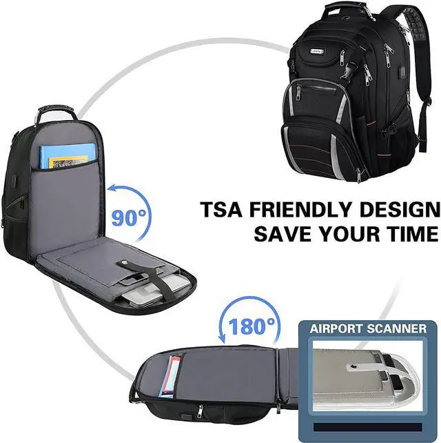 Alt view image 4 of 6 - Travel Laptop Backpack, Extra Large Bookbag for Men Women,Basketball Backpack with USB Charging Port RFID Anti Theft TSA Approved,College Student Waterproof Bag Fits 17 Inch Computer Notebook