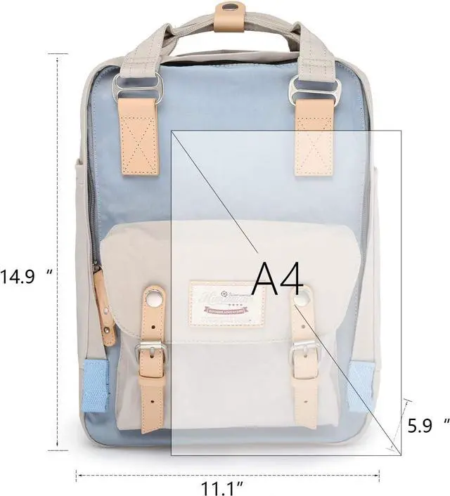 Alt view image 2 of 7 - Himawari Backpack/Travel Backpack for Women 14.9" College Vintage Waterproof Bag  Work Backpack for 14inch Laptop(HIM-30#Beige & blue)