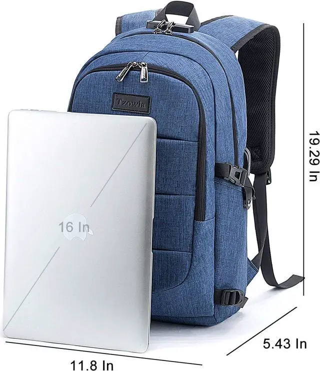 Alt view image 4 of 7 - Tzowla Travel Laptop Backpack Water Resistant Anti-Theft Bag with USB Charging Port and Lock 15.6 Inch Computer Business Backpacks for Women Men College School Student Gift,Bookbag Casual Daypack