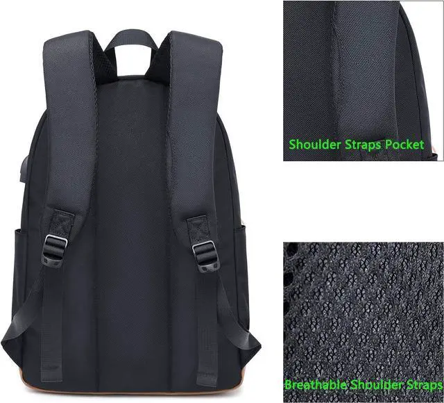Alt view image 4 of 5 - abshoo Classical Basic Womens Travel Backpack For College Men Water Resistant Laptop School Bookbag (USB Black)