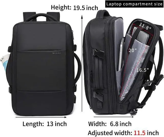 Alt view image 4 of 7 - BANGE 45L Expandable Backpack, Water Resistant, Suitable for Travel, College Laptop Backpack for Men & Women