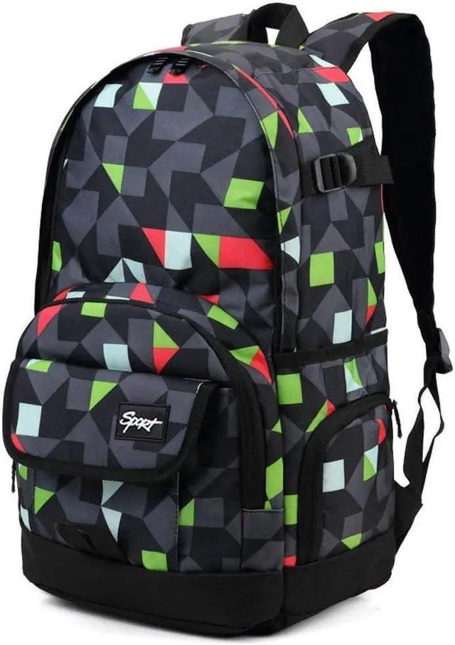 Main image of Rickyh style School Backpack Travel Bag for Men & Women Lightweight College Back Pack with Laptop Compartmen, 04new Grey & Green, One_Size, Rucksack Backpacks