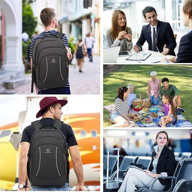 Alt view image 7 of 7 - Backpack,17.3in Durable Travel Laptop Backpack, College Backpack,RFID Anti Theft Pocket Big Business Computer Bag,Water Resistant School Bookbag for Teens Men Women,Gifts Grey