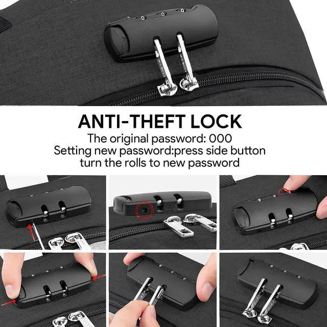 Alt view image 3 of 7 - Travel Laptop Backpack for en 15.6-17.3 inch Laptop Backpack for School Anti Theft Business Work Backpack with USB Charging Port Water Resistant College Computer Bag for Men & Women Black