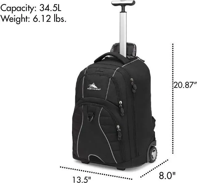 Alt view image 3 of 5 - High Sierra Freewheel Wheeled Laptop Backpack, Black, One Size