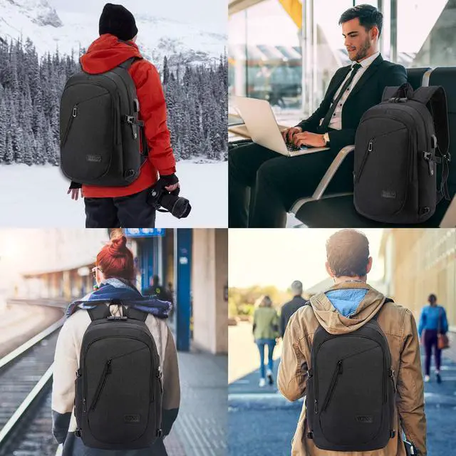 Alt view image 6 of 6 - WENIG Anti-Theft Travel Laptop Backpack with USB Charging Port Lock,Water Resistant Slim Work Computer Bag for Men College Bookbags Fits 15.6 Inch Laptop