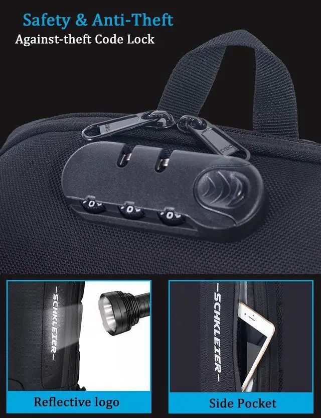 Alt view image 4 of 7 - Schkleier Sling Bag USB Anti-theft Laptop Backpack, 13.3 Inch Casual Chest Shoulder Daypack for Men and Women