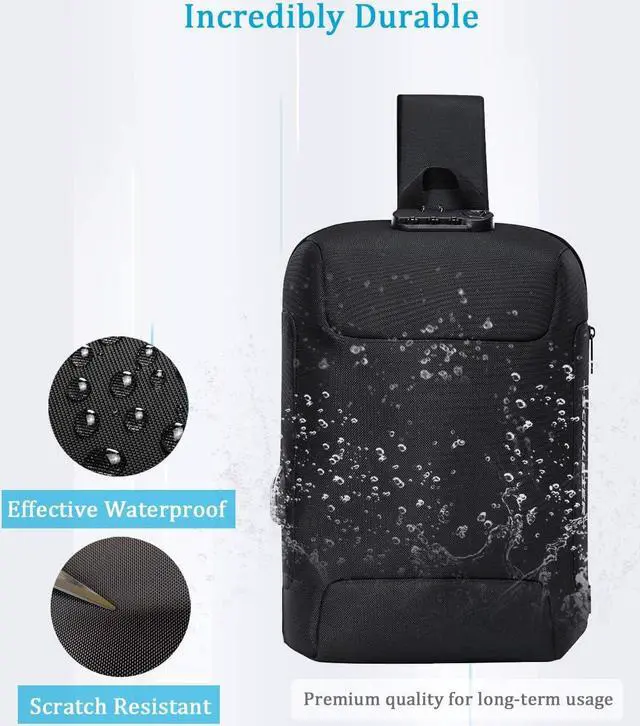 Alt view image 5 of 7 - Schkleier Sling Bag USB Anti-theft Laptop Backpack, 13.3 Inch Casual Chest Shoulder Daypack for Men and Women