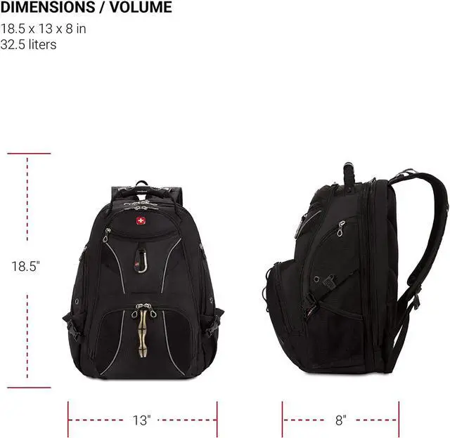 Alt view image 2 of 7 - SwissGear 1923 ScanSmart Laptop Backpack, Black/Silver, 17-Inch