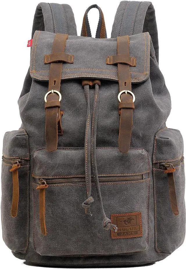 Main image of AUGUR High Capacity Canvas Vintage Backpack - for School College Hiking Travel 12-17" Laptop