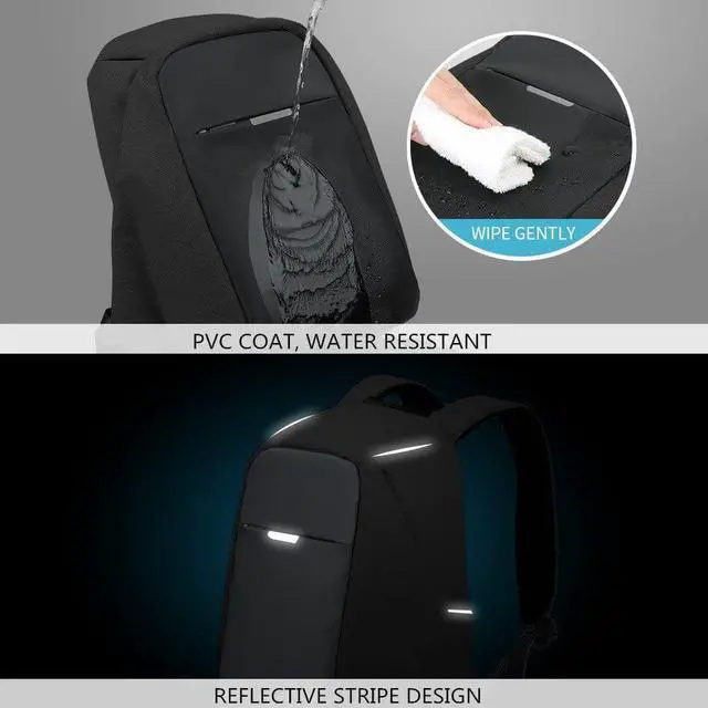 Alt view image 7 of 7 - Anti Theft Backpack - 15.6 Inch Laptop Travel Backpack with Hidden Zipper and USB Charging Port - Waterproof Business Computer Bag for Men & Women