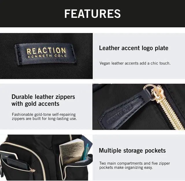 Alt view image 4 of 6 - Kenneth Cole REACTION Sophie Backpack, Black, 15" Laptop