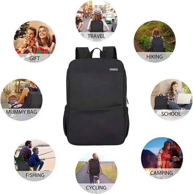 Alt view image 6 of 7 - Deep Storage Laptop Backpack with USB Charging Port[Water Resistant] College Computer Bookbag Fits 15 Inch Laptop Black