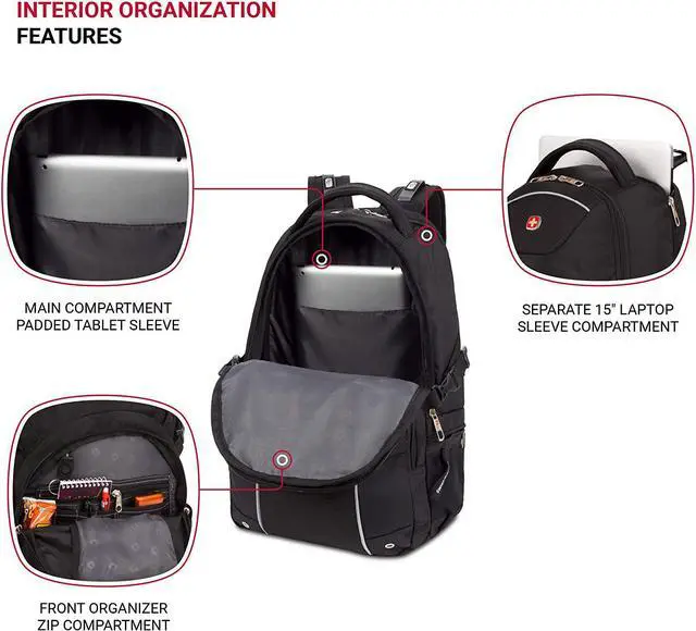 Alt view image 4 of 6 - 3258 Laptop Backpack Black 18.5-Inch