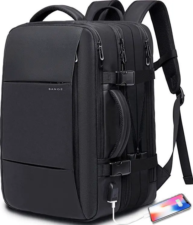 Main image of BANGE 45L Expandable Backpack, Water Resistant, Suitable for Travel, College Laptop Backpack for Men & Women
