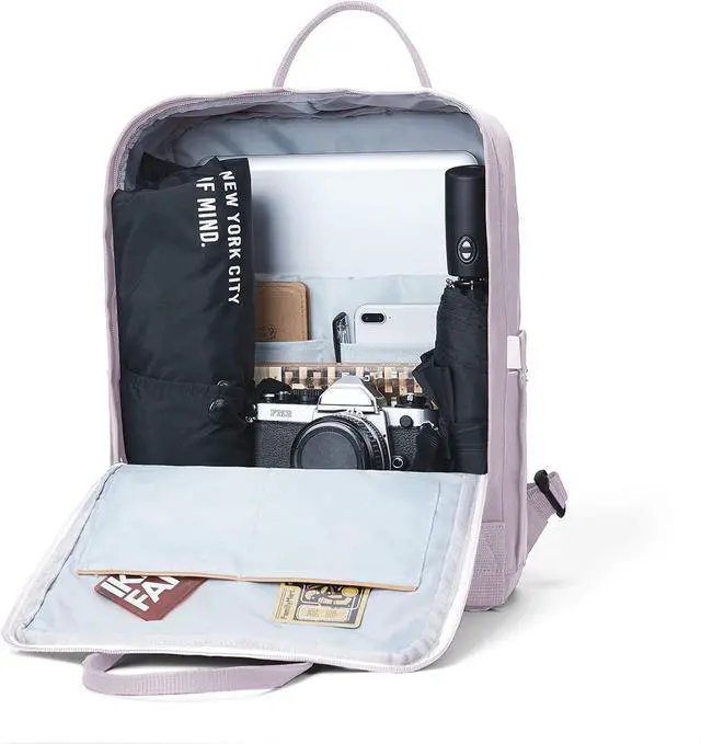 Alt view image 5 of 7 - KALIDI Casual Laptop Backpack 15 Inches Square Daypack Totepack Travel Bag | Anti Splash Multi Pockets Classic Adjustable Rucksack For Outdoor Sports College Hiking Gym Camping Women, Purple