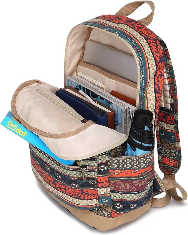 Alt view image 3 of 7 - Kinmac New Bohemian Laptop Backpack with Massage Cushioned Straps Travel Outdoor Backpack for Laptop Up to 15.6 Inch