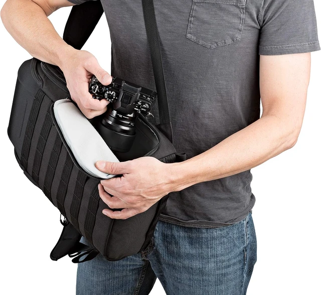Alt view image 20 of 20 - Lowepro ProTactic BP 350 AW II 16L Green Line Camera and Laptop Backpack, Black