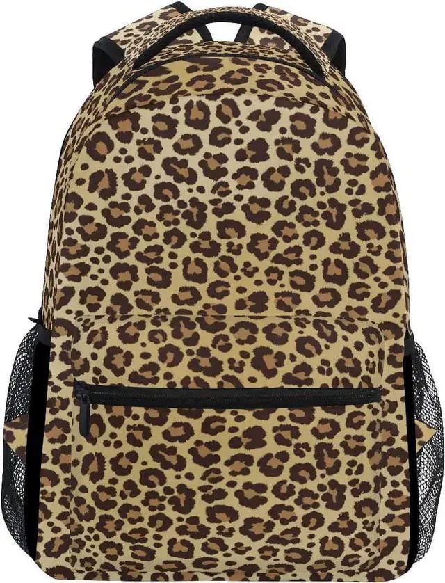Main image of ALAZA Animal Leopard Print Brown Stylish Backpack Purse for Women Girls Kids School Personalized Laptop iPad Tablet Travel School Bag with Multiple Pockets