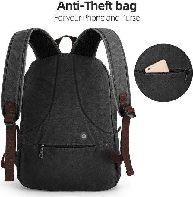 Alt view image 5 of 7 - Muzee Canvas Backpack Lightweight Travel Daypack Student Rucksack Laptop Backpack