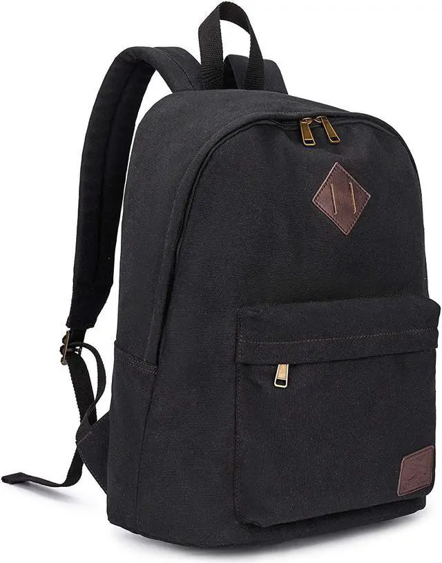 Main image of Canvas Laptop Backpack Durable Rucksack Travel Notebook Bag School Backpack Bookbag for Men Women Black Factory Directly
