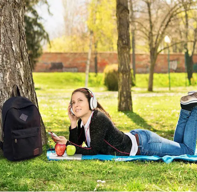 Alt view image 6 of 7 - Canvas Laptop Backpack Durable Rucksack Travel Notebook Bag School Backpack Bookbag for Men Women Black Factory Directly