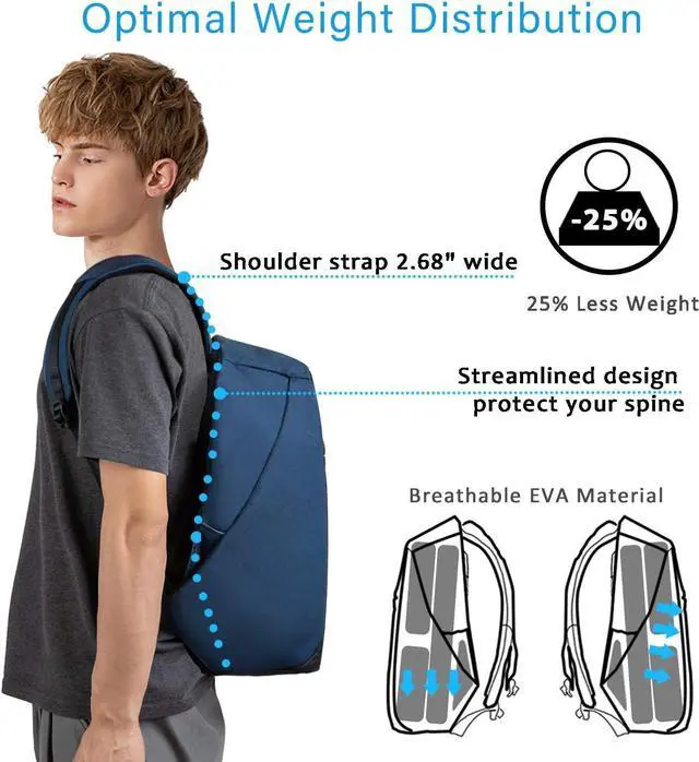 Alt view image 3 of 7 - Anti Theft Backpack 15.6 Inch Laptop Travel Backpack with Hidden Zipper and USB Charging Port Waterproof Business Computer Bag for Men & Women