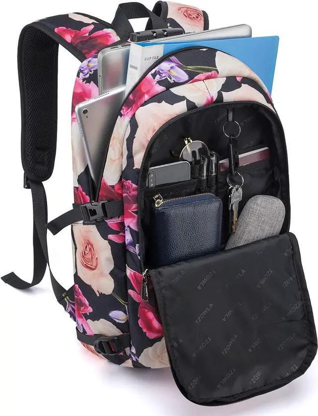 Alt view image 2 of 7 - Tzowla Travel Laptop Backpack Water Resistant Anti-Theft Bag with USB Charging Port and Lock 15.6 Inch Computer Business Backpacks for Women Men College School Student Gift,Bookbag Casual Daypack