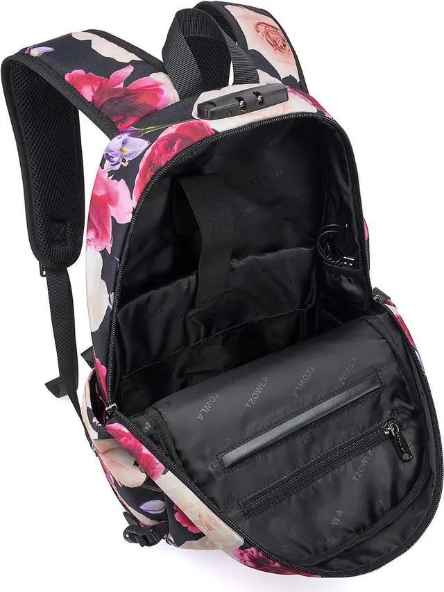 Alt view image 3 of 7 - Tzowla Travel Laptop Backpack Water Resistant Anti-Theft Bag with USB Charging Port and Lock 15.6 Inch Computer Business Backpacks for Women Men College School Student Gift,Bookbag Casual Daypack