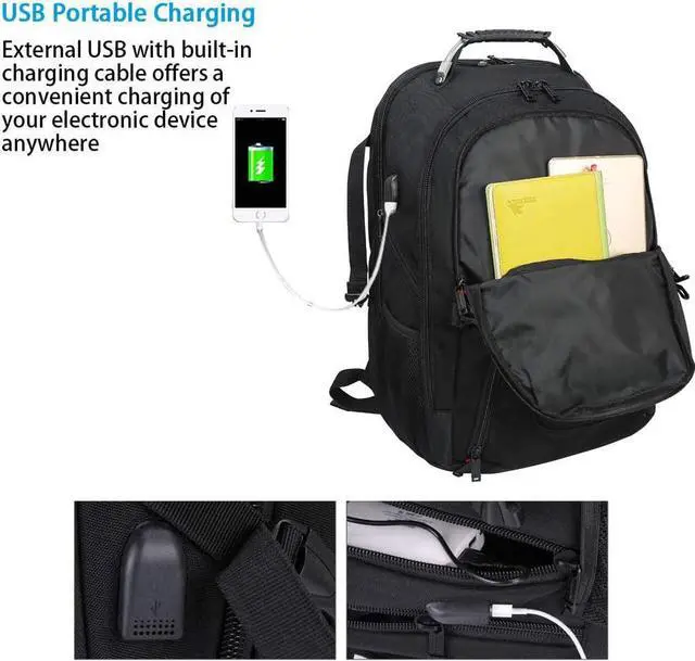 Alt view image 5 of 7 - Laptop Backpack 19 Inches computer Bag 50 L Large Travel backpack with USB Charging Port