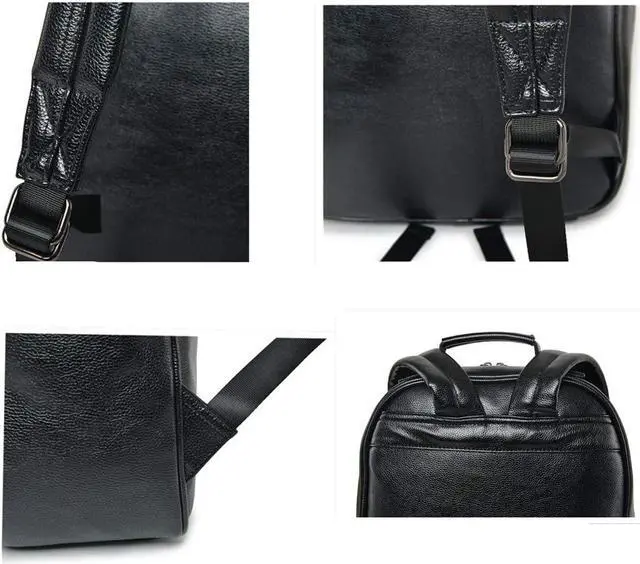 Alt view image 5 of 6 - 3D Lion Leather Laptop Backpack Black | Large 19.7*11.8*5.1 Inch, Unique Designer Fashion, Travel, Rivet Punk