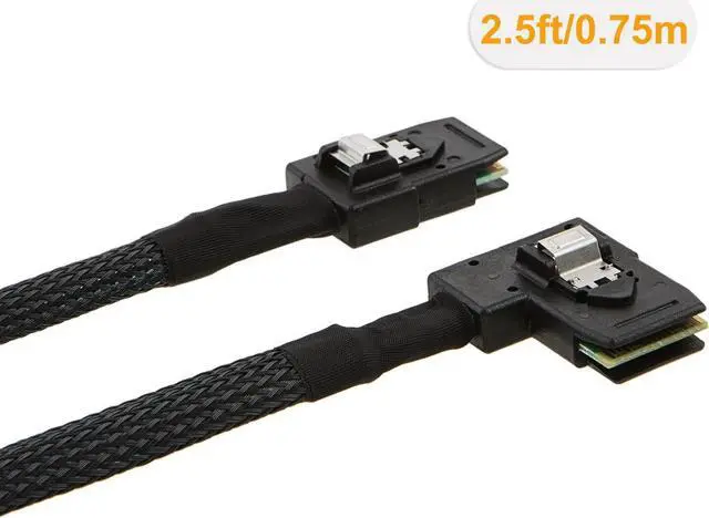 Alt view image 2 of 4 - CableCreation Internal Mini SAS SFF-8087 to Right Angle SFF-8087 Cord, Internal Mini SAS to Mini SAS Cable, Compatible with RAID or PCI Express Controller, 2.5FT /0.75M