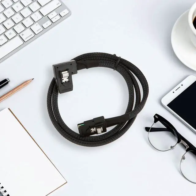 Alt view image 4 of 4 - CableCreation Internal Mini SAS SFF-8087 to Right Angle SFF-8087 Cord, Internal Mini SAS to Mini SAS Cable, Compatible with RAID or PCI Express Controller, 2.5FT /0.75M