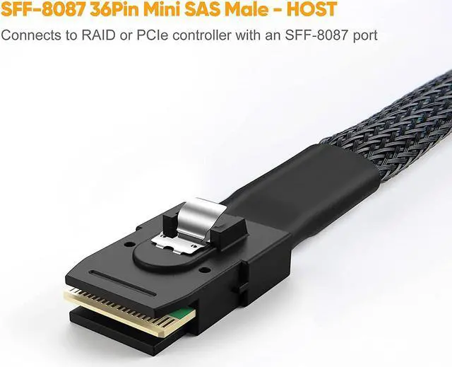 Alt view image 4 of 7 - CableCreation Mini SAS 36Pin (SFF-8087) Male to 4 SATA 7Pin Female Cable, Mini SAS Host/Controller to 4 SATA Target/Backplane, 0.5M / 1.6FT