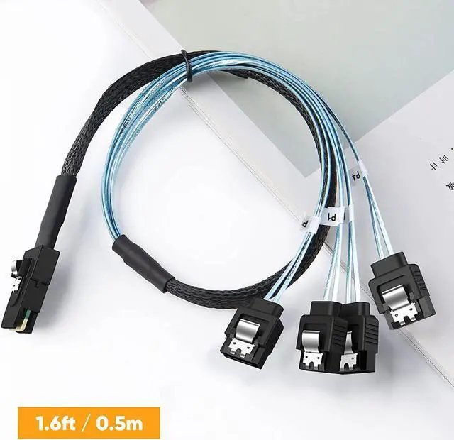 Alt view image 6 of 7 - CableCreation Mini SAS 36Pin (SFF-8087) Male to 4 SATA 7Pin Female Cable, Mini SAS Host/Controller to 4 SATA Target/Backplane, 0.5M / 1.6FT