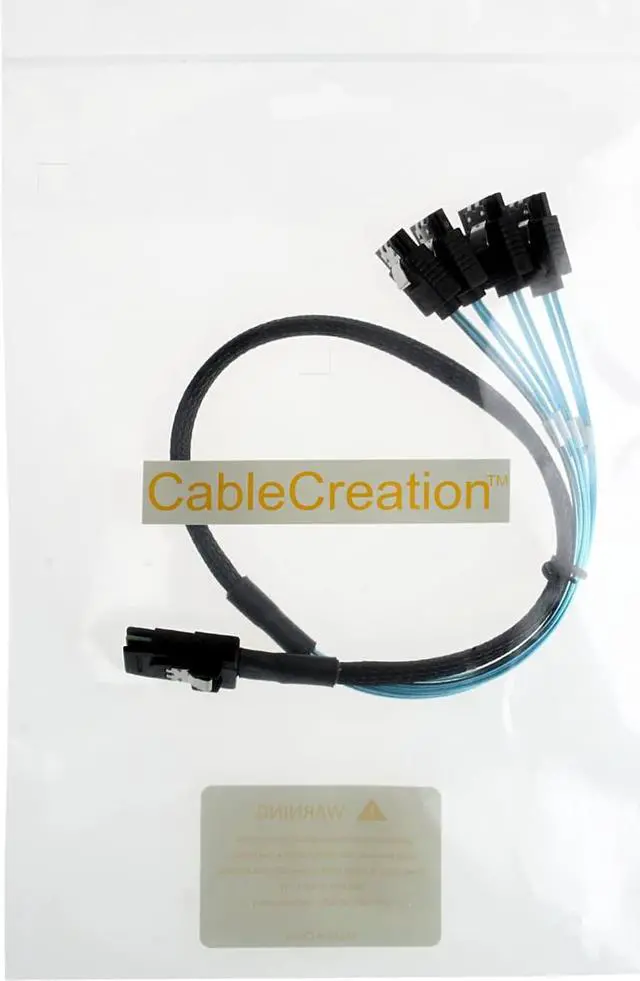 Alt view image 4 of 6 - CableCreation [5 Pack ] Mini SAS 36Pin (SFF-8087) Male to 4 SATA 7Pin Female Cable, Mini SAS Host/Controller to 4 SATA Target/Backplane, 1.6ft x 5PCS