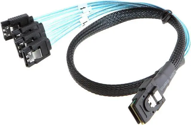 Alt view image 2 of 6 - CableCreation [5 Pack ] Mini SAS 36Pin (SFF-8087) Male to 4 SATA 7Pin Female Cable, Mini SAS Host/Controller to 4 SATA Target/Backplane, 1.6ft x 5PCS