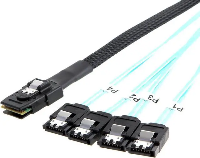 Alt view image 3 of 6 - CableCreation [5 Pack ] Mini SAS 36Pin (SFF-8087) Male to 4 SATA 7Pin Female Cable, Mini SAS Host/Controller to 4 SATA Target/Backplane, 1.6ft x 5PCS
