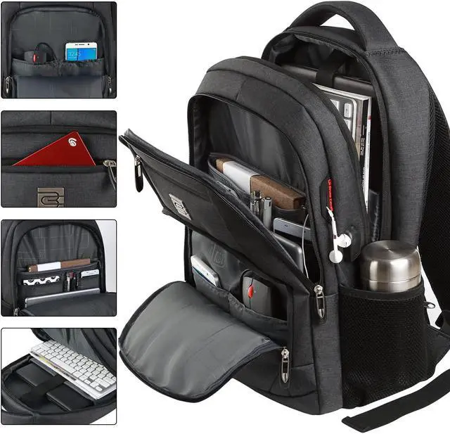 Alt view image 2 of 7 - Laptop Backpack,Business Travel Anti Theft Slim Durable Laptops Backpack with USB Charging Port,Water Resistant College Computer Bag for Women & Men Fits 15.6 Inch Laptop and Notebook - Black