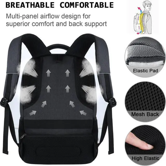 Alt view image 5 of 7 - Laptop Backpack,Business Travel Anti Theft Slim Durable Laptops Backpack with USB Charging Port,Water Resistant College Computer Bag for Women & Men Fits 15.6 Inch Laptop and Notebook - Black