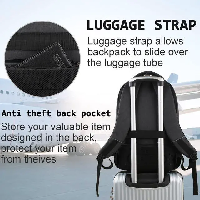 Alt view image 6 of 7 - Laptop Backpack,Business Travel Anti Theft Slim Durable Laptops Backpack with USB Charging Port,Water Resistant College Computer Bag for Women & Men Fits 15.6 Inch Laptop and Notebook - Black