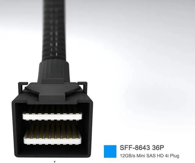 Alt view image 2 of 6 - SFF-8643 to SFF 8639 Cable, CableCreation 12GB/s Mini SAS HD Cable Internal Mini SAS SFF 8643 to U.2 SFF 8639 Cable with 15 Pin Female SATA Power Connector, 1M / 3.3FT