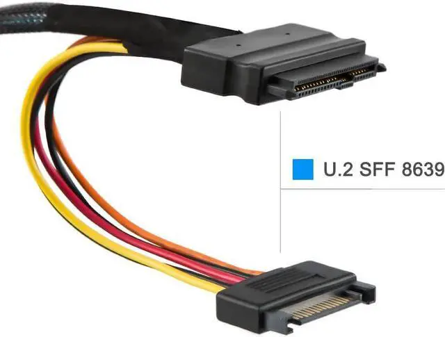 Alt view image 3 of 6 - SFF-8643 to SFF 8639 Cable, CableCreation 12GB/s Mini SAS HD Cable Internal Mini SAS SFF 8643 to U.2 SFF 8639 Cable with 15 Pin Female SATA Power Connector, 1M / 3.3FT