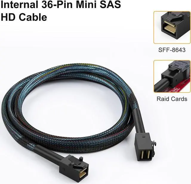 Alt view image 6 of 7 - CableCreation Internal Mini SAS HD Cable, Mini SAS SFF-8643 to SFF-8643 Cable, 3.3FT