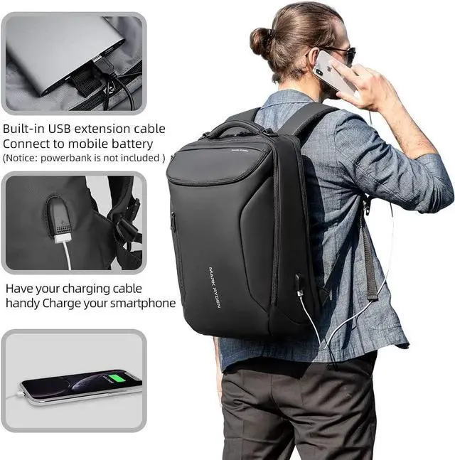 Alt view image 5 of 7 - Business Backpack for Men Waterproof and Travel Laptop Backpack with USB Charging Fits 17 Inch Laptop and Tech Gear