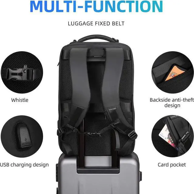 Alt view image 6 of 7 - Business Backpack for Men Waterproof and Travel Laptop Backpack with USB Charging Fits 17 Inch Laptop and Tech Gear
