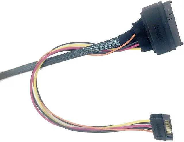Alt view image 3 of 6 - OCuLink 4X to NVMe U.2 SSD,SFF-8611 to SFF-8639 Cable with Power 100cm(CBL-SAST-0956)