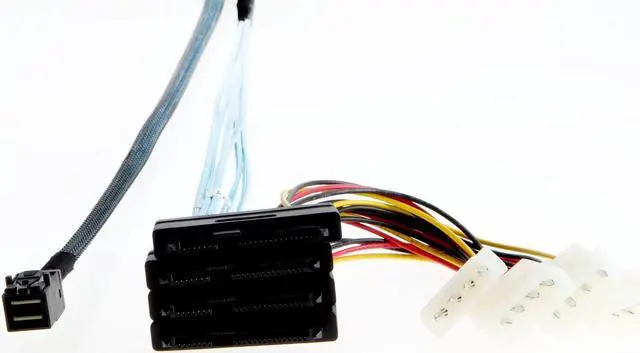 Alt view image 3 of 6 - CableCreation Internal Mini SAS SFF-8643 to (4) 29pin SFF-8482 connectors with SATA Power, 1M / 3.3FT