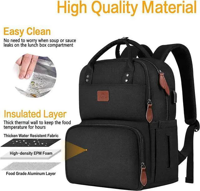 Alt view image 4 of 7 - MATEIN Work Backpack for Women, Insulated Cooler Backpacks with Lunch Box, 15.6 Inch Laptop Backpack with USB Port Reusable Water Resistant Tote Food Bag for College Beach Camping Picnics Womens Gifts