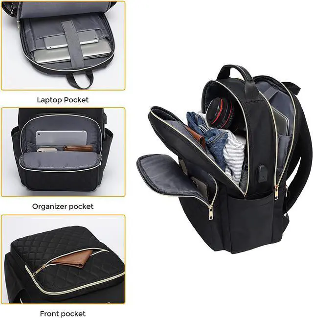 Alt view image 3 of 7 - Modoker Vintage Canvas Backpack with USB Port, Fits 15.6 Inch Laptop | Eco-friendly canvas backpack with durable construction. Comfortable straps for travel, work, or daily use.